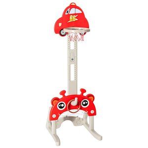 3-in-1 Basketball Hoop for Kids Adjustable Height Playset w Balls Red
